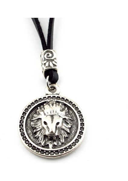 Kabartma Aslan Leon Burç Deri Metal Madalyon Erkek Kolye Q0889 fiyatları