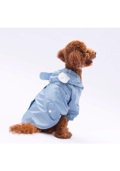 Gri Sydney Peluşlu Su Geçirmez Küçük Irk Köpek Yağmurluğu