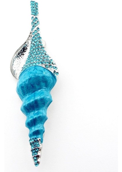 Deniz Minaresi Deniz Kabuğu Okyanus Mavi Zirkon Taşlı Broş RZ207