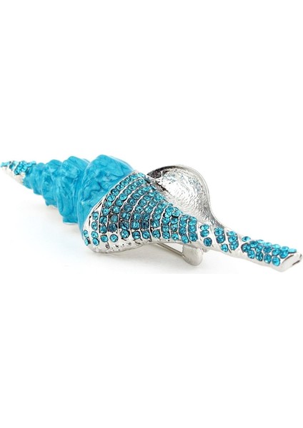 Deniz Minaresi Deniz Kabuğu Okyanus Mavi Zirkon Taşlı Broş RZ207 fırsatları