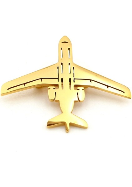Uçak Havacı Pilot Hostes Hava Yolları Paslanmaz Sarı Çelik Rozet Broş Pin RZ220