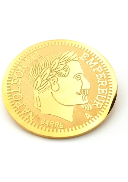 Napoleon Bonaparte Napolyon Para Şekilli Sarı Paslanmaz Çelik Rozet Broş Pin RZ231