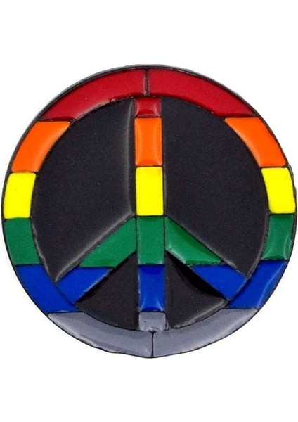 Renkli Barış Simgesi Peace Yaka Çanta Süsü Rozet Pin RZ136