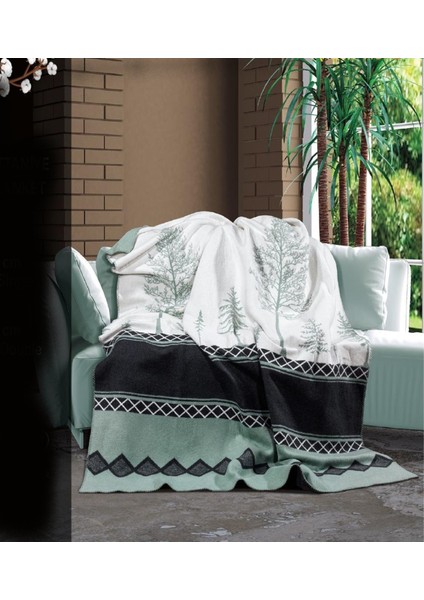 Desenli Pamuklu Battaniye Çift Kişilik 180*220