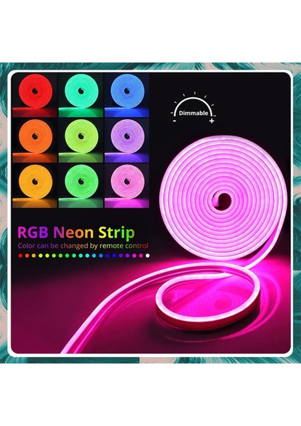 Neon LED Şerit 5metre Mor LED Zincir Bandı Hortum Esnek Dekoratif Aydınlatma Işık 12V 10W