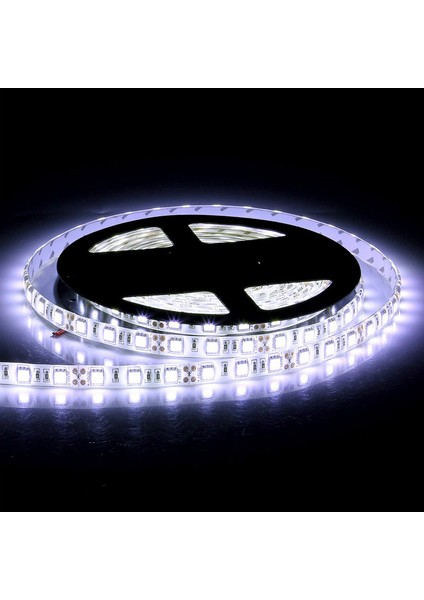 5metre LED Şerit 5050 DC12V 6500K Soğuk Beyaz (60LED/M) IP65 Işık Aydınlatma Lambası Hortum Kendinden Yapışkanlı