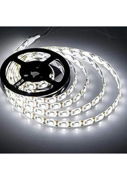 5metre LED Şerit 5050 DC12V 6500K Soğuk Beyaz (60LED/M) IP65 Işık Aydınlatma Lambası Hortum Kendinden Yapışkanlı