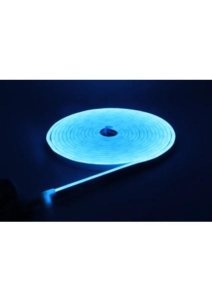 Neon LED Şerit 5metre Buz Mavisi LED Zincir Bandı Hortum Esnek Dekoratif Aydınlatma Işık 12V 10W