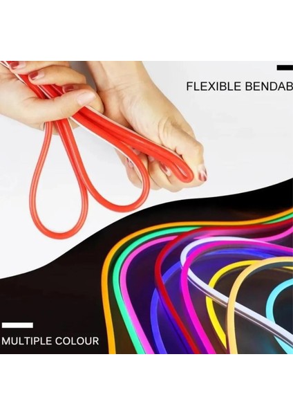 Neon LED Şerit 5metre Buz Mavisi LED Zincir Bandı Hortum Esnek Dekoratif Aydınlatma Işık 12V 10W fırsatları