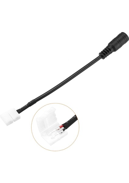 Dc Dişi Power Girişli 2 Pin 8 mm Şerit LED Lehimsiz Birleştirme Aparatı LED Konnektör Kiti Kablo