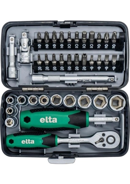 1/4" Altıköşe Cırcırlı Lokma Anahtar ve Bits Uç Seti 38 Parça