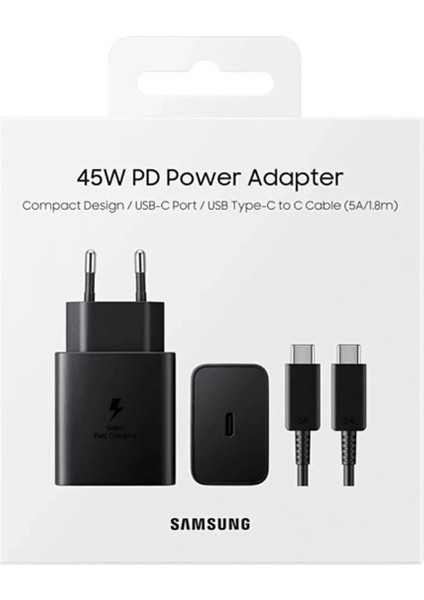 Samsung Store 45W Type-C Süper Hızlı Şarj Cihazı Samsung Huawei Oppo ve Tüm Cihazlarla Uyumludur