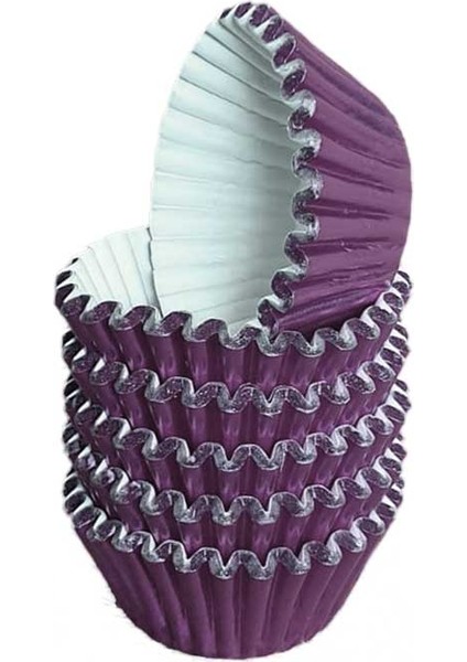 Metalik Folyo Cupcake Kalıbı Muffin Pet Kapsül No:3 x 150 Adet - Mor