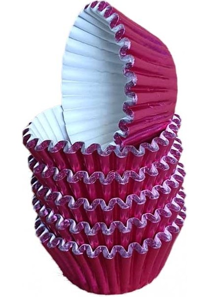 Metalik Folyo Cupcake Kalıbı Muffin Pet Kapsül No:1 x 150 Adet - Fuşya