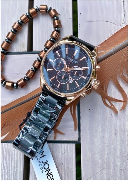 MRD11988 Rose Siyah Renk Erkek Kol Saati Bileklik Hediyeli fiyatları