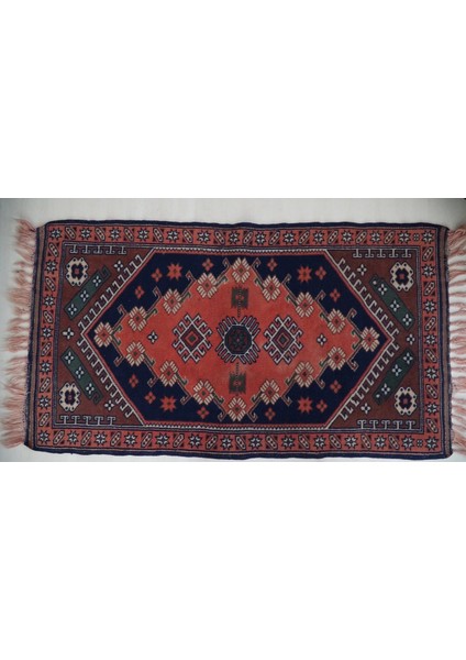 86x153 Cm Pembe Renkli Akrep Motifli El Dokuma Antik Türk Nostaljik Kilim