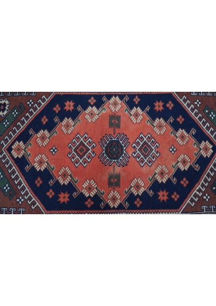 86x153 Cm Pembe Renkli Akrep Motifli El Dokuma Antik Türk Nostaljik Kilim