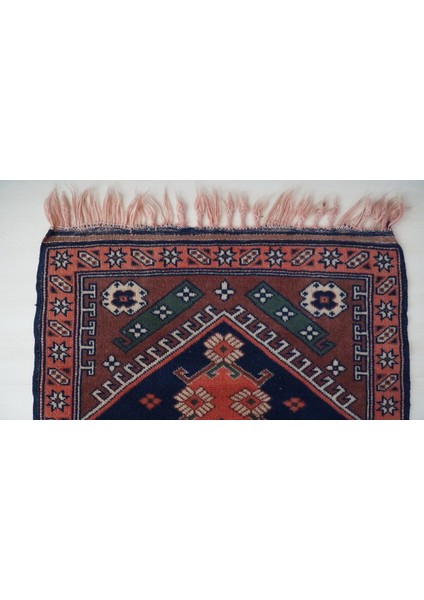 86x153 Cm Pembe Renkli Akrep Motifli El Dokuma Antik Türk Nostaljik Kilim