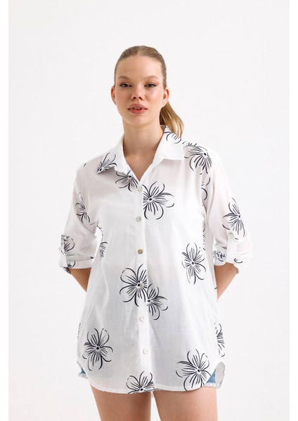 Çiçek Desenli Uzun Kollu Gömlek fırsatları