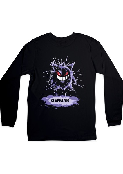 Pokemon Gengar Uzun Kol Çocuk Tişört Siyahunisex