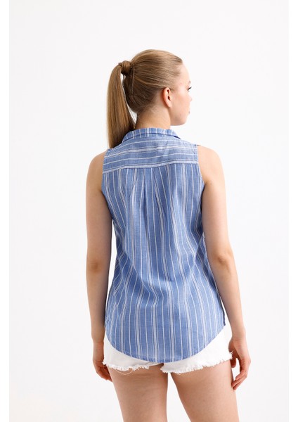 Çizgili Mavi Gömlek indirimleri