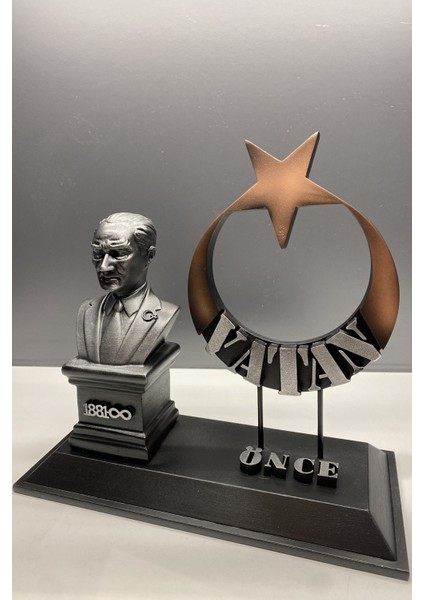 Dekoratif Ayyıldız Önce Vatan Temalı Atatürk Büst Biblo fiyatları