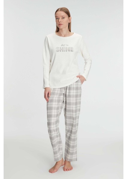 MOTTO10BUTIK Anıl Uzun Kol Pamuklu Kışlık Pijama Takımı