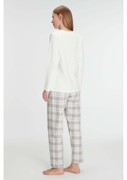 MOTTO10BUTIK Anıl Uzun Kol Pamuklu Kışlık Pijama Takımı