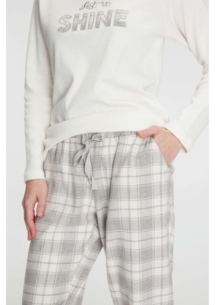 MOTTO10BUTIK Anıl Uzun Kol Pamuklu Kışlık Pijama Takımı