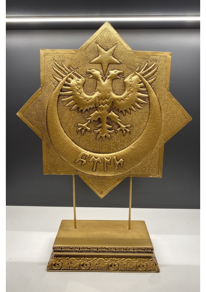 Dekoratif Selçuklu Çift Başlı Kartal Biblo (Altın Rengi)