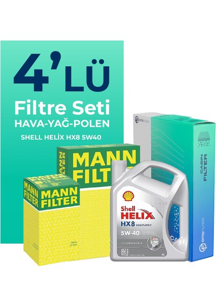 Lancia Delta 1.4 Benzin Filtre Bakım Seti Shell Motor Yağlı (2008-2015) 4 Lü