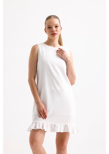 Fırfırlı Kalın Askılı Elbise