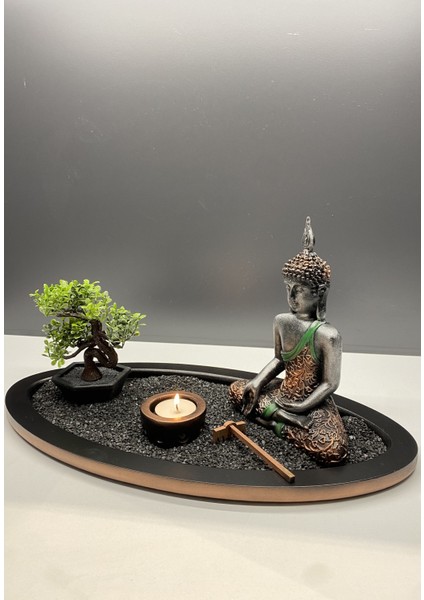 Buda Mumluk Ying Yang Sembollü Mini Ağaçlı Biblo (Oval)