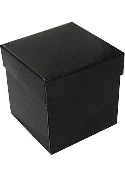 Komple Karton Kutu Düz Renk 7x7x7 Cm (25 Adet) Siyah