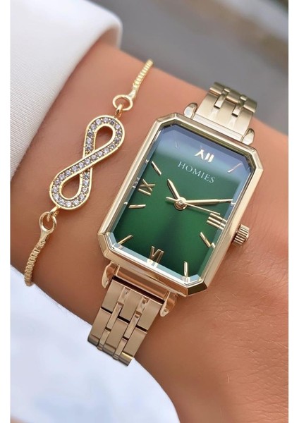 MRD11494 Altın Renk Kadın Kol Saati Bileklik Hediyeli modelleri