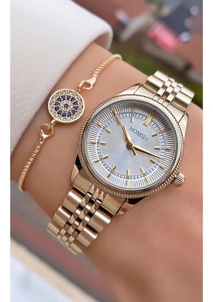 MRD11720 Altın Renk Kadın Kol Saati Bileklik Hediyeli fiyatları