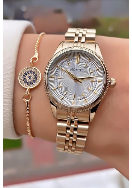 MRD11720 Altın Renk Kadın Kol Saati Bileklik Hediyeli fırsatları