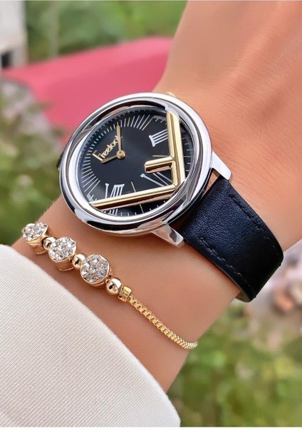 MRD11456 Siyah Deri Kordon Kadın Kol Saati Bileklik Hediyeli fiyatları