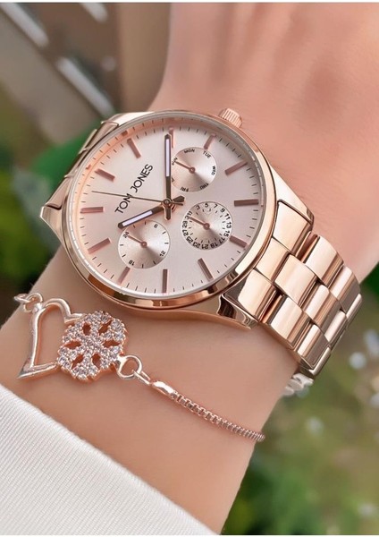 MRD11653 Rose Gold Renk Büyük Kasa Kadın Kol Saati Bileklik Hediyeli fiyatları