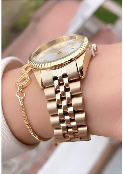 MRD11803 Altın Renk Kadın Kol Saati Bileklik Hediyeli fiyatları