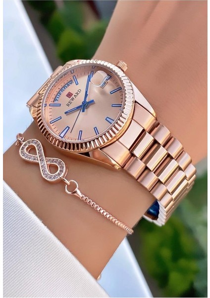 MRD11895 Reward Rose Gold Renk Çelik Kordon Kadın Kol Saati Bileklik Hediyeli fiyatları