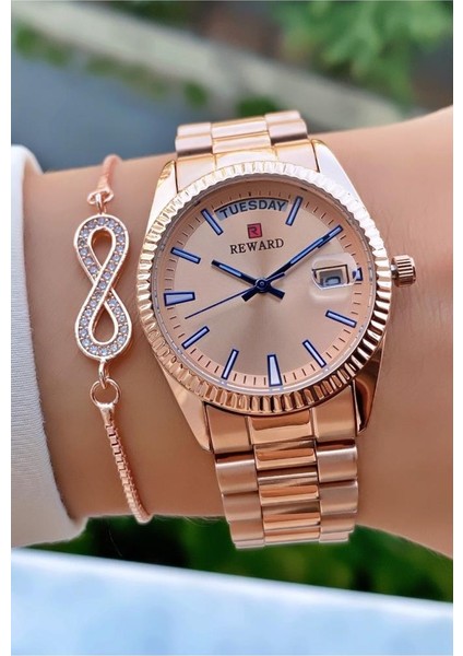 MRD11895 Reward Rose Gold Renk Çelik Kordon Kadın Kol Saati Bileklik Hediyeli modelleri