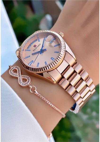 MRD11895 Reward Rose Gold Renk Çelik Kordon Kadın Kol Saati Bileklik Hediyeli indirimleri