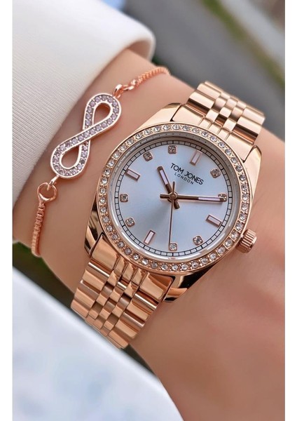 MRD12197 Rose Gold Renk Kadın Kol Saati Bileklik Hediyeli