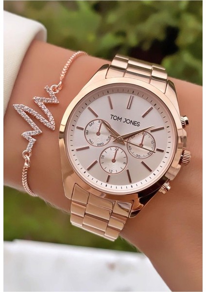 MRD12203 Rose Gold Renk Kadın Kol Saati Bileklik Hediyeli