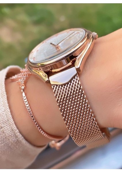 MRD12110 Rose Gold Renk Kadın Kol Saati Bileklik Hediyeli modelleri