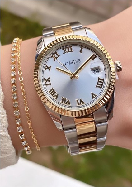 MRD12250 Sarı Gümüş Renk Kadın Kol Saati Bileklik Hediyeli modelleri