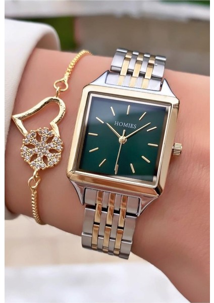 MRD11531 Sarı Gümüş Renk Kadın Kol Saati Bileklik Hediyeli