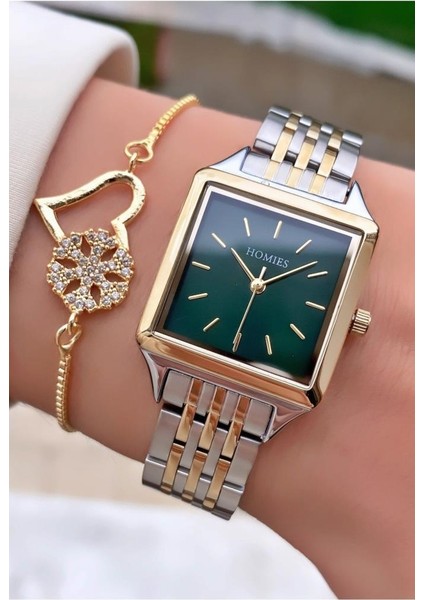 MRD11531 Sarı Gümüş Renk Kadın Kol Saati Bileklik Hediyeli modelleri
