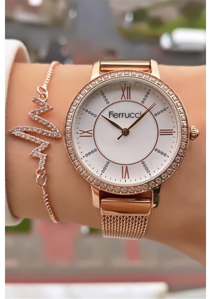 MRD11732 Rose Gold Renk Çelik Kordon Kadın Kol Saati Bileklik Hediyeli fırsatları